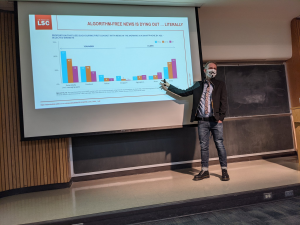 Man pointing at presentation