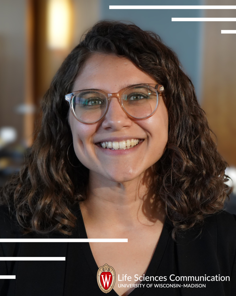 A headshot of Isabel Villanueva with the LSC logo overlaid