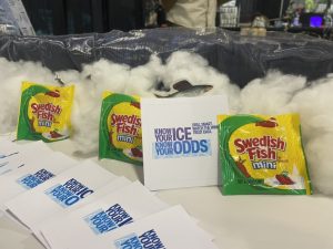 The immersive booth at the Wisconsin Fishing Expo in Oshkosh featured Swedish Fish candy, artificial snow, fish stickers and more.